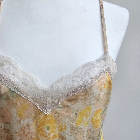 Free People Intimately Sheer Floral Top with Lace Trim and Tulip Hem, Size Med - Picture 5 of 13